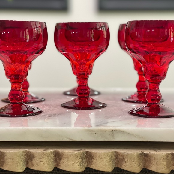 ♦️7 Fenton Georgian Ruby Agua Caliente Champagne / Sherbet Glass♦️ - Picture 13 of 16